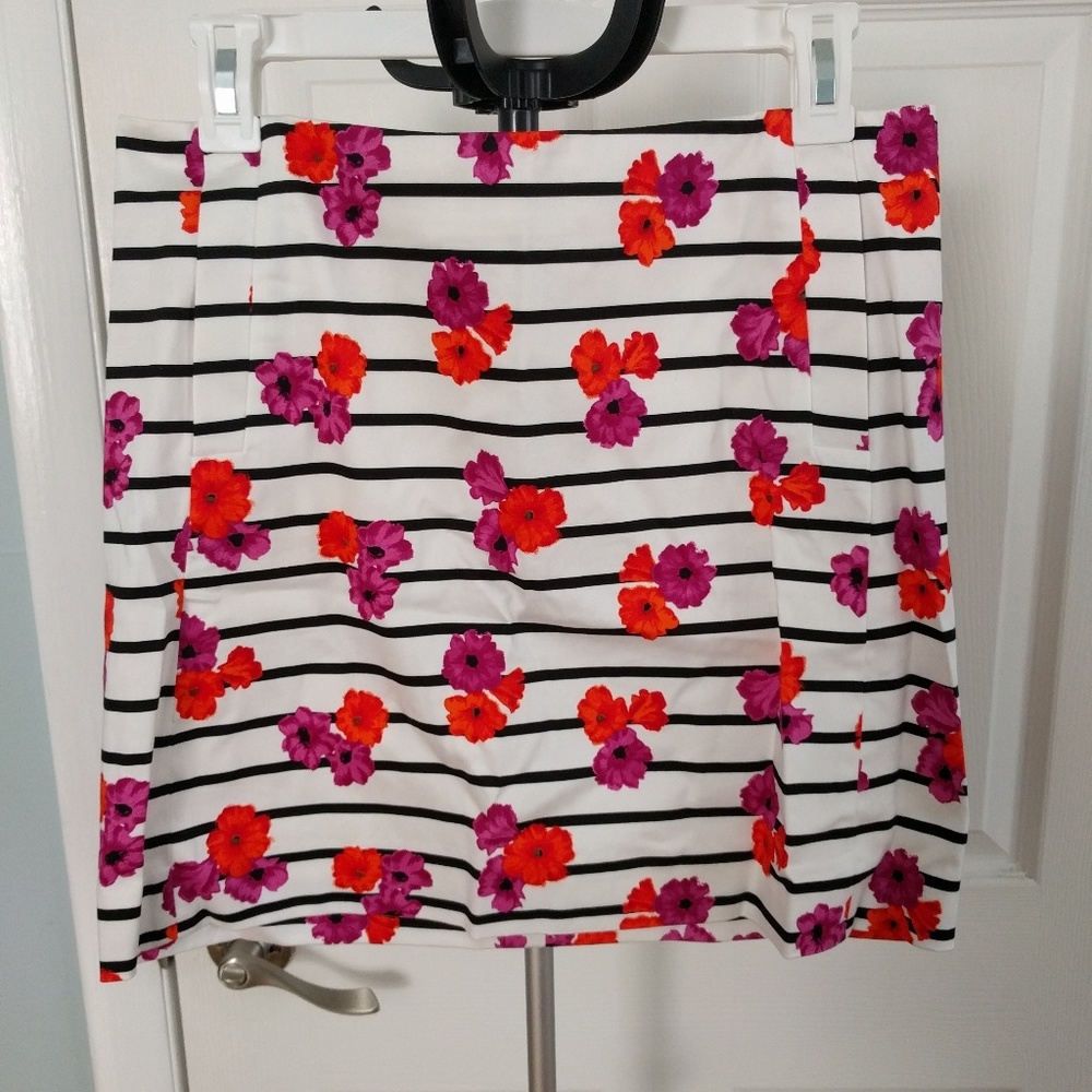JCrew factory striped mini skirt with flowers